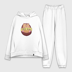 Женский костюм оверсайз Бесплатные обнимашки Free Hugs, цвет: белый