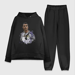Женский костюм оверсайз Cristiano Ronaldo Manchester United Portugal, цвет: черный