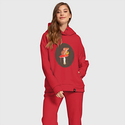 Женский костюм оверсайз Ночное путешествие, цвет: красный — фото 2