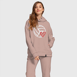 Женский костюм оверсайз Love Volleyball, цвет: пыльно-розовый — фото 2