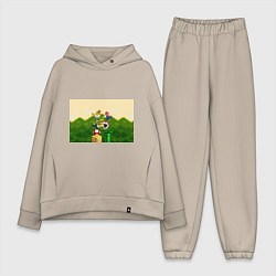 Женский костюм оверсайз Mario Coins, цвет: миндальный