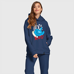 Женский костюм оверсайз Blue mittens Rock this xmas, цвет: тёмно-синий — фото 2