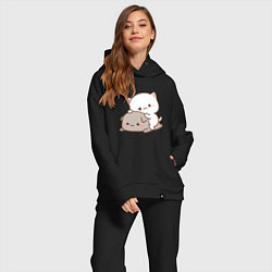 Женский костюм оверсайз Котики играют 02, цвет: черный — фото 2