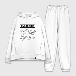Женский костюм оверсайз BLACKPINK АВТОГРАФЫ ЧЁРНЫЙ БЛЭКПИНК, цвет: белый