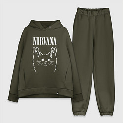 Женский костюм оверсайз Nirvana Rock Cat, НИРВАНА, цвет: хаки