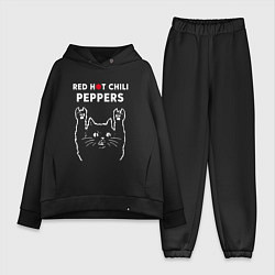 Женский костюм оверсайз Red Hot Chili Peppers Рок кот, цвет: черный
