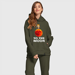 Женский костюм оверсайз Сиба на луне, цвет: хаки — фото 2