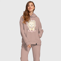 Женский костюм оверсайз Милый Львёнок С Цветами, цвет: пыльно-розовый — фото 2