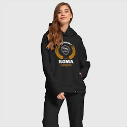 Женский костюм оверсайз Лого Roma и надпись Legendary Football Club, цвет: черный — фото 2
