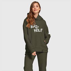 Женский костюм оверсайз Bad Wolf злой волк, цвет: хаки — фото 2
