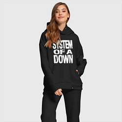 Женский костюм оверсайз System of a Down логотип, цвет: черный — фото 2