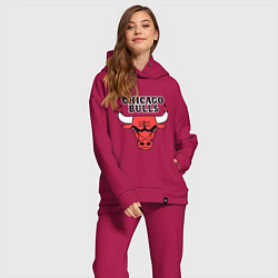 Женский костюм оверсайз Chicago Bulls, цвет: маджента — фото 2