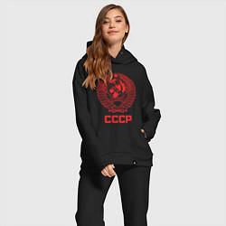 Женский костюм оверсайз Герб СССР: Советский союз, цвет: черный — фото 2