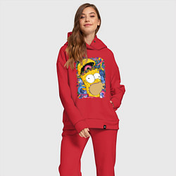 Женский костюм оверсайз Мозг Гомера Симпсона - постер, цвет: красный — фото 2