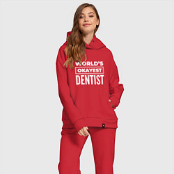 Женский костюм оверсайз Worlds okayest dentist, цвет: красный — фото 2