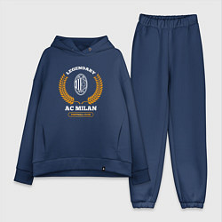 Женский костюм оверсайз Лого AC Milan и надпись legendary football club, цвет: тёмно-синий