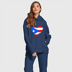 Женский костюм оверсайз Сердце - Пуэрто-Рико, цвет: тёмно-синий — фото 2