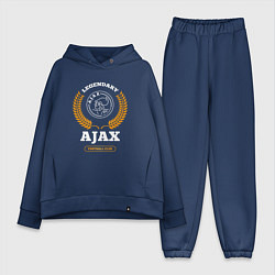 Женский костюм оверсайз Лого Ajax и надпись legendary football club, цвет: тёмно-синий