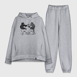 Женский костюм оверсайз Медведи боксеры, цвет: меланж