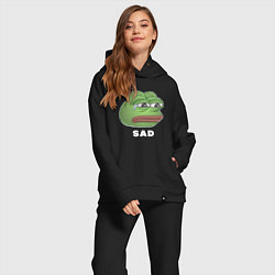 Женский костюм оверсайз Sad Pepe art, цвет: черный — фото 2