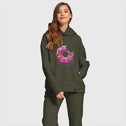 Женский костюм оверсайз Donut - Worry, цвет: хаки — фото 2