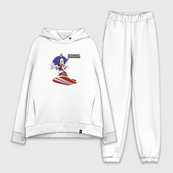 Женский костюм оверсайз Sonic - hedgehog - skateboarding, цвет: белый