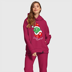 Женский костюм оверсайз Merry Christmas, Santa Claus Grinch, цвет: маджента — фото 2