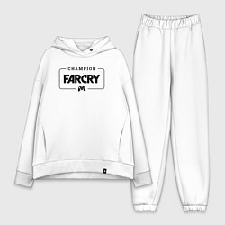 Женский костюм оверсайз Far Cry gaming champion: рамка с лого и джойстиком, цвет: белый
