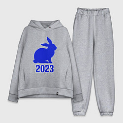 Женский костюм оверсайз 2023 силуэт кролика синий