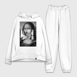 Женский костюм оверсайз Мона Лиза с чупа чупсом - чёрно белая, цвет: белый