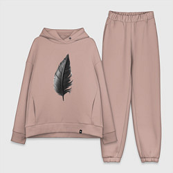 Женский костюм оверсайз Черное перо, цвет: пыльно-розовый