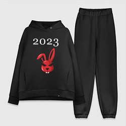 Женский костюм оверсайз Кролик 2023 суровый: символ и надпись, цвет: черный