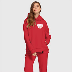 Женский костюм оверсайз Heart love you me, цвет: красный — фото 2