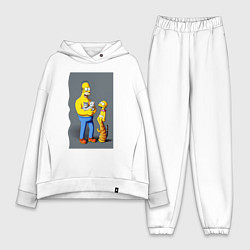 Женский костюм оверсайз Homer Simpson and cats - нейросеть арт, цвет: белый