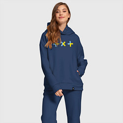 Женский костюм оверсайз TXT logo, цвет: тёмно-синий — фото 2