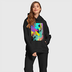 Женский костюм оверсайз Portrait of an unfamiliar girl - pop art, цвет: черный — фото 2