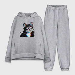 Женский костюм оверсайз Pixel cat, цвет: меланж