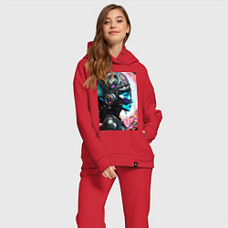 Женский костюм оверсайз Кибер фея - нейросеть, цвет: красный — фото 2