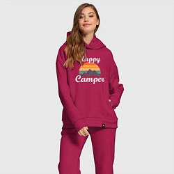 Женский костюм оверсайз Happy camper, цвет: маджента — фото 2