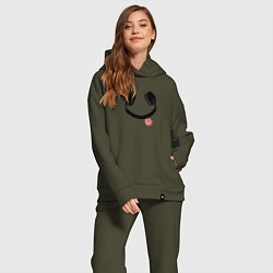 Женский костюм оверсайз Игривые наушники, цвет: хаки — фото 2
