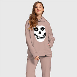 Женский костюм оверсайз Череп misfits, цвет: пыльно-розовый — фото 2