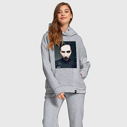 Женский костюм оверсайз Marilyn Manson фотопортрет, цвет: меланж — фото 2