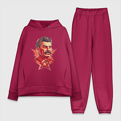 Женский костюм оверсайз Граффити Сталин, цвет: маджента