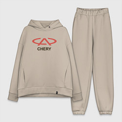 Женский костюм оверсайз Chery Logo, цвет: миндальный