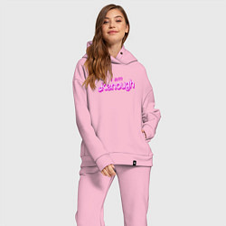 Женский костюм оверсайз I am kenough barbie, цвет: светло-розовый — фото 2