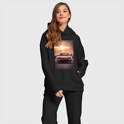 Женский костюм оверсайз Авто в багровом закате, цвет: черный — фото 2