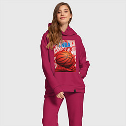 Женский костюм оверсайз Баскетбольный мяч nba, цвет: маджента — фото 2
