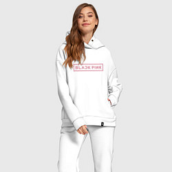 Женский костюм оверсайз Black pink - logotype - South Korea, цвет: белый — фото 2