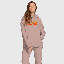 Женский костюм оверсайз CS 2 orange logo, цвет: пыльно-розовый — фото 2