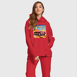 Женский костюм оверсайз Альфа Ромео в стиле, цвет: красный — фото 2